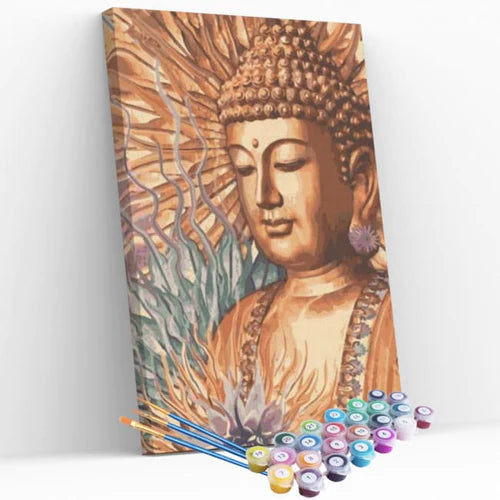 Kit Pintura Numerada Terapêutica - Buda Dourado