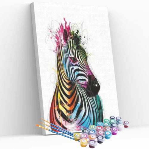 Kit Pintura Numerada Terapêutica - Zebra Psicodélica