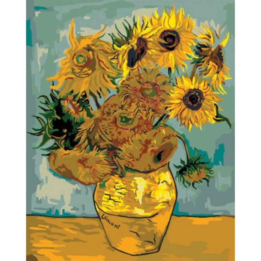 Kit Pintura Numerada Terapêutica - Girassóis Van Gogh