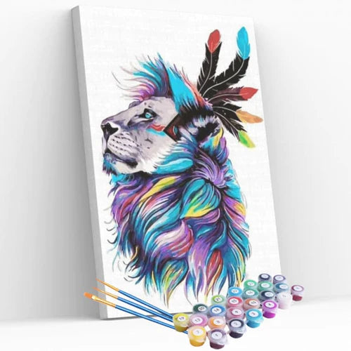 Kit Pintura Numerada Terapêutica - Leão Apache