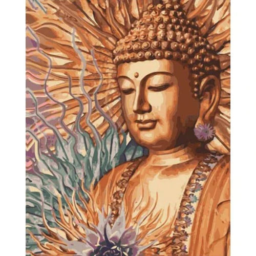 Kit Pintura Numerada Terapêutica - Buda Dourado