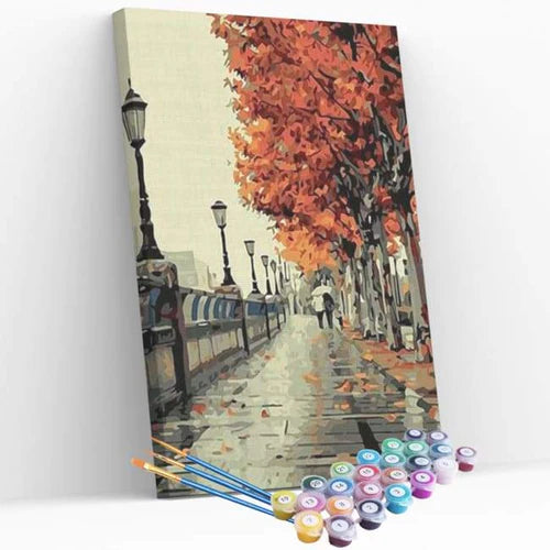 Kit Pintura Numerada Terapêutica - Passarela de Outono