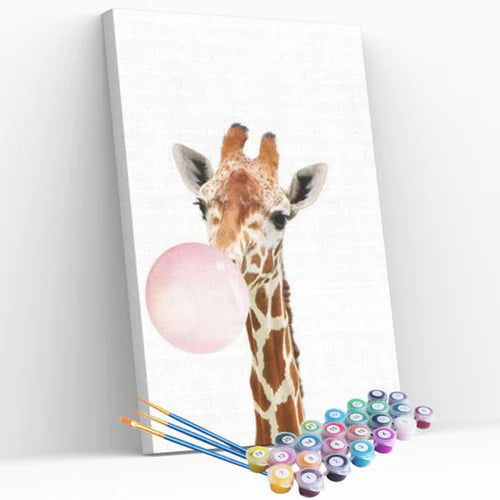 Kit Pintura Numerada Terapêutica - Girafa Chiclete