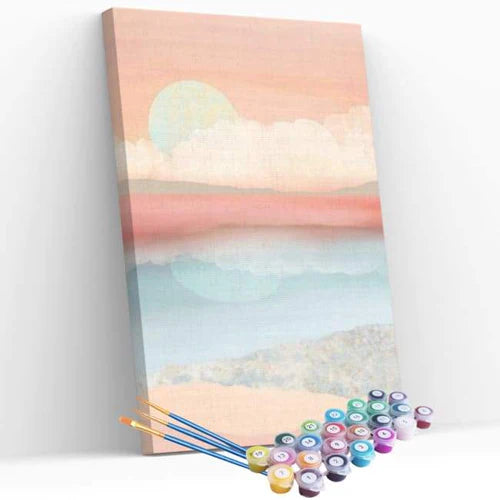 Kit Pintura Numerada Terapêutica - Montanhas Céu Rosa