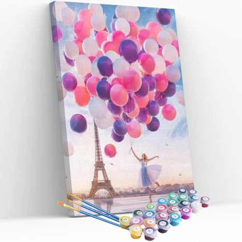 Kit Pintura Numerada Terapêutica - Balões em Paris