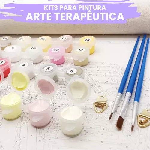 Kit Pintura Numerada Terapêutica - Praça das Flores de Cerejeira