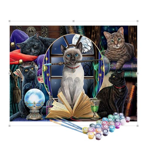 Kit Pintura Numerada Terapêutica - Gato místico escritor