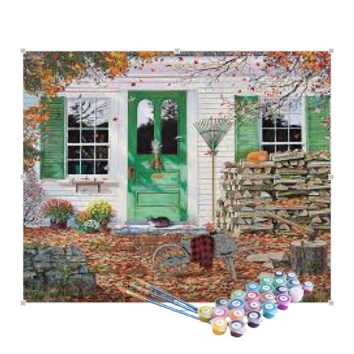 Kit Pintura Numerada Terapêutica - Casa de campo outono