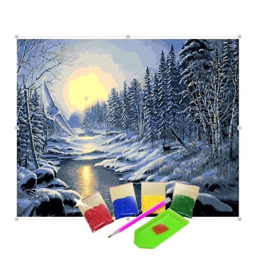 Kit Pintura com Diamantes Terapêutica - Floresta na neve