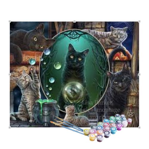 Kit Pintura Numerada Terapêutica - Gato preto místico