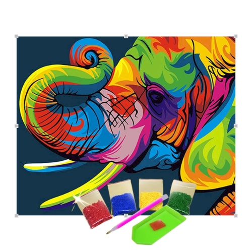 Kit Pintura com Diamantes Terapêutica - Elefante Colorido