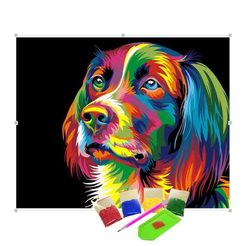 Kit Pintura com Diamantes Terapêutica - Cão Multicolorido