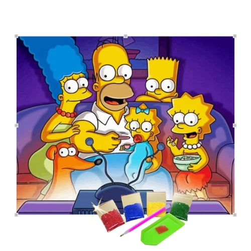 Kit Pintura com Diamantes Terapêutica - Os Simpsons na TV