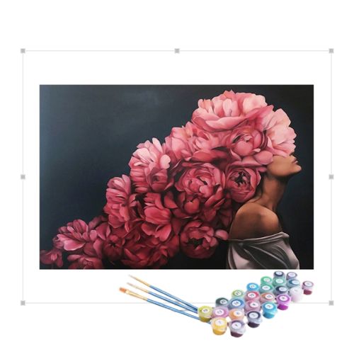 Kit Pintura Numerada Terapêutica - Mulher das Rosas