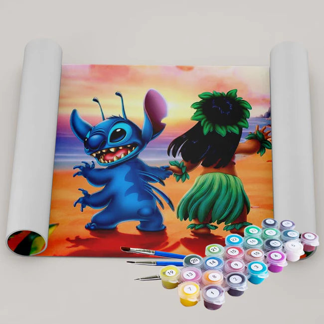 Kit Pintura Numerada Terapêutica - Lilo e Stitch Hawaii