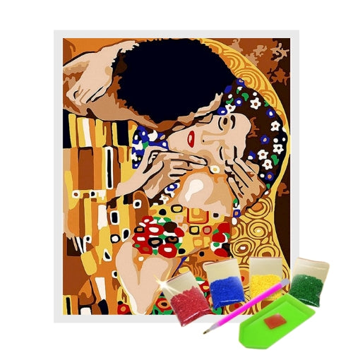 Kit Pintura com Diamantes Terapêutica - O beijo de Gustav Klimt releitura