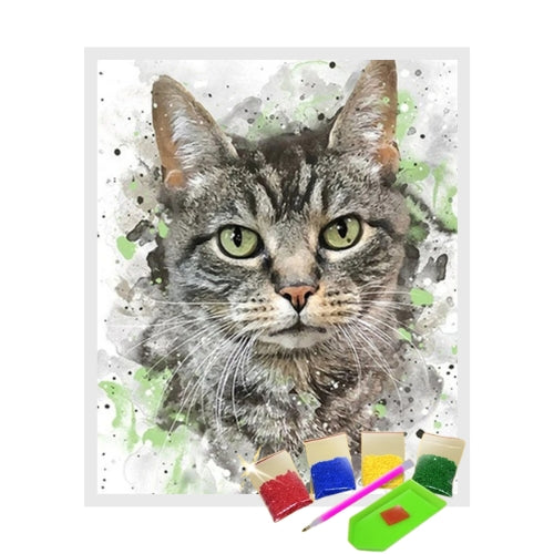 Kit Pintura com Diamantes Terapêutica - Gato Tigrinho