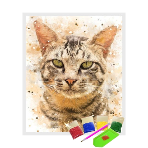 Kit Pintura com Diamantes Terapêutica - Gato Carinhoso