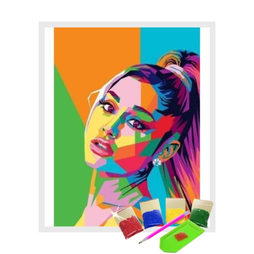 Kit Pintura com Diamantes Terapêutica - Ariana Grande Colorida