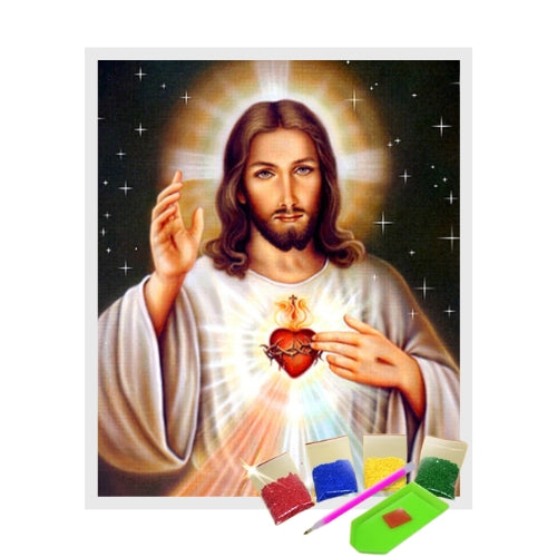 Kit Pintura com Diamantes Terapêutica - O Coração Sagrado de Jesus