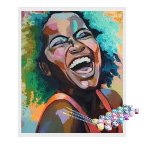 Kit Pintura Numerada Terapêutica - Mulher africana sorriso radiante