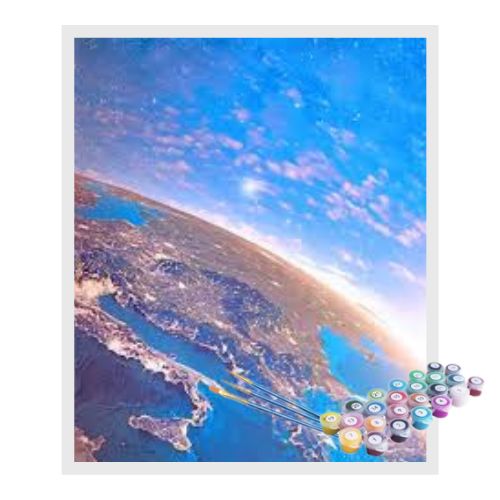 Kit Pintura Numerada Terapêutica - Planeta terra e céu
