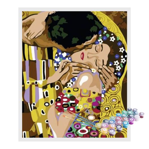 Kit Pintura Numerada Terapêutica - O beijo de Gustav Klimt releitura