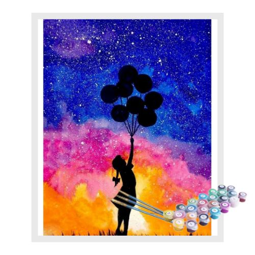 Kit Pintura Numerada Terapêutica - A menina e os balões
