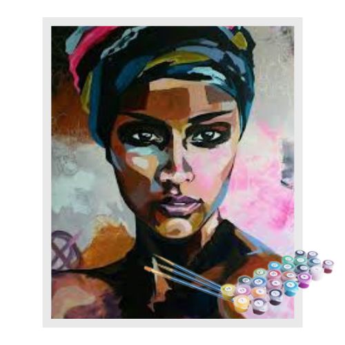 Kit Pintura Numerada Terapêutica - Mulher africana artística