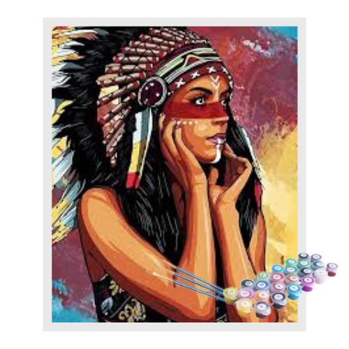 Kit Pintura Numerada Terapêutica - Mulher indígena