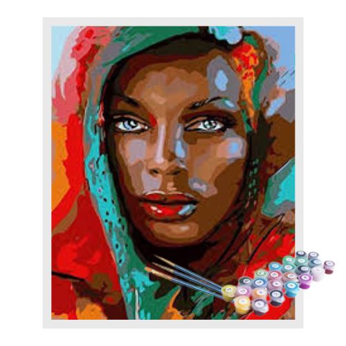 Kit Pintura Numerada Terapêutica - Mulher africana arte