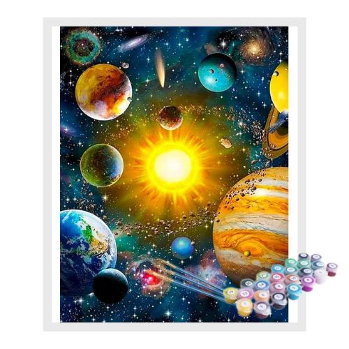Kit Pintura Numerada Terapêutica - Sol e planetas